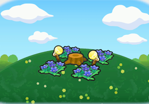 Baumstumpfhöhle mit Blumen