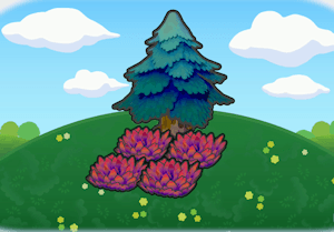 Rotes Gras unterm Baum