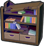 Beschädigtes Bücherregal